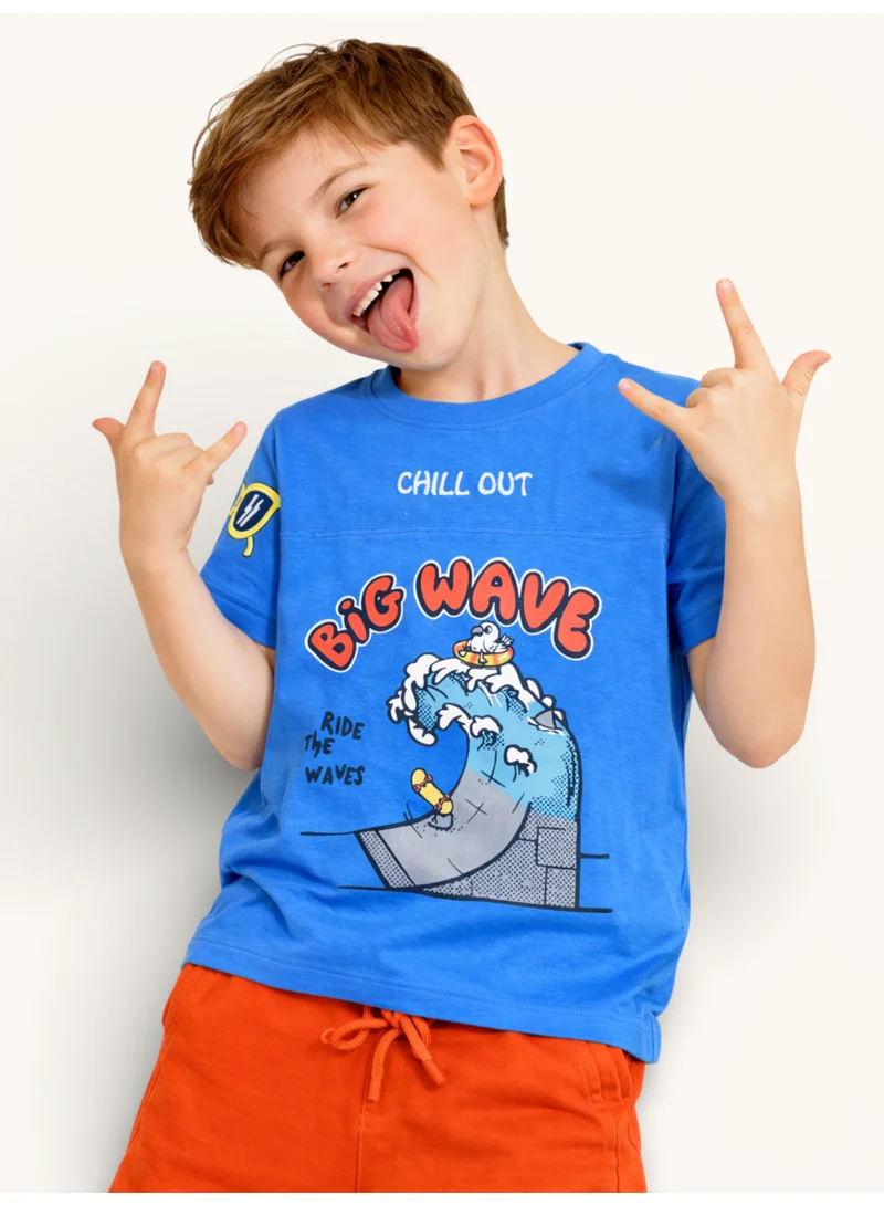Victor And Jane  Boys Surfing Wave T-Shirt & Orange Shorts Set for Men | Best Price UAE